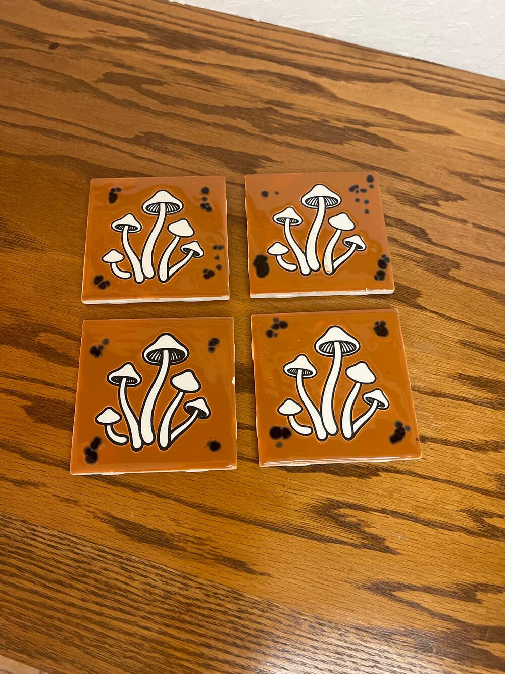 Set a four mushroom Coasters Fired Up Tiles